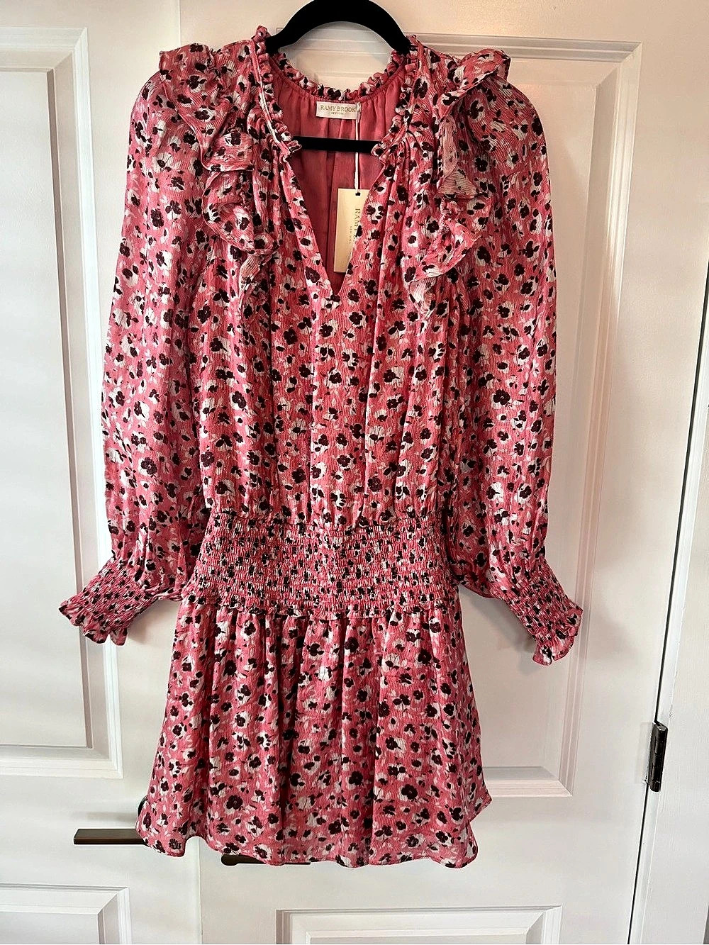 Ram y Brook Printed Mini Dress Floral Mini Dress in Pink Size Small NWT